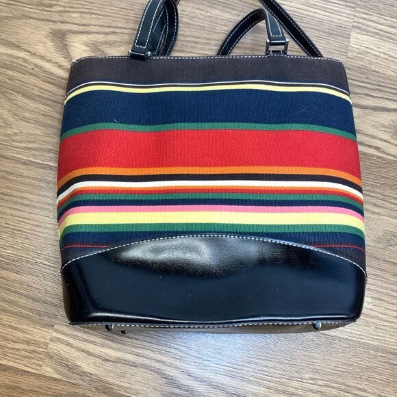 Kate Spade VTG Bag Multi Rainbow Y2k 90s Striped Shoulder Purse Footed Bottom - Picture 4 of 10